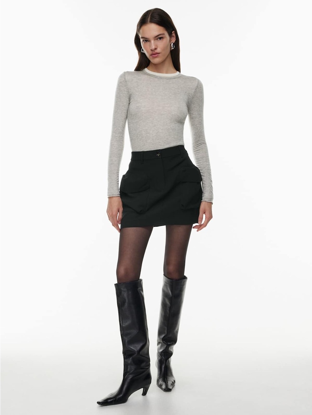 Aritzia Black Mini Skirt with Front Pockets